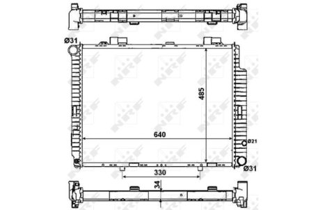 Радиатор охлаждения MB E-class (W210) 2.0-2.2 CDI 98-03 (OM611/M111) NRF 53784