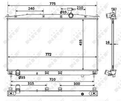 Радиатор охлаждения Hyundai Santa Fe 2.2CRDi/2.7 06-12 NRF 53942