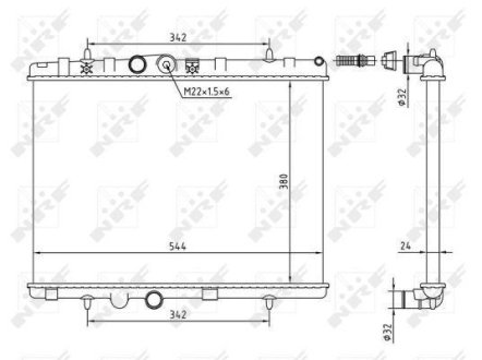 Радіатор охолодження Citroen Berlingo/Peugeot Partner 1.6HDI 08- (380x544x23) NRF 58226A