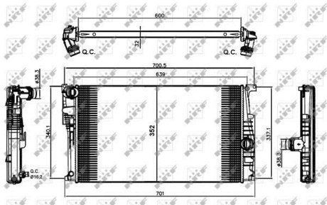 Радіатор (АКПП) BMW 1 (F20), 1 (F21), 2 (F22, F87), 2 (F23), 3 (F30, F80), 3 (F31), 4 (F32, F82)1.5D-3.0D 07.11- NRF 58411