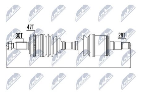 Полуось привода левая Mitsubishi L200/Fiat Fullback 2,4/2,5 07- NTY NPW-MS-000