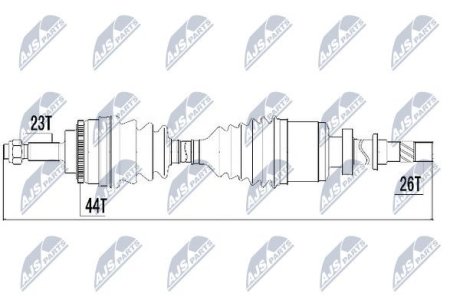 Полуось права (+ABS) Renault Kangoo/Megane/Scenic 23z-85mm-26z ABS NTY NPW-RE-018