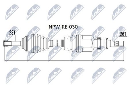 Полуось права Renault Kangoo II, Renault Megane II 1.5 dCi 02- NTY NPW-RE-030