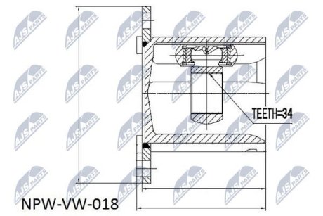 ШРКШ внутр. Audi A3 1.9/2.0Tdi 04-/VW Caddy 04- NTY NPW-VW-018