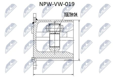 ШРКШ внутр. прав. (35x28x42mm) VW Sharan/Ford Galaxy 1.8TDI/2.0 16V/2.8 VR6 96- NTY NPW-VW-019