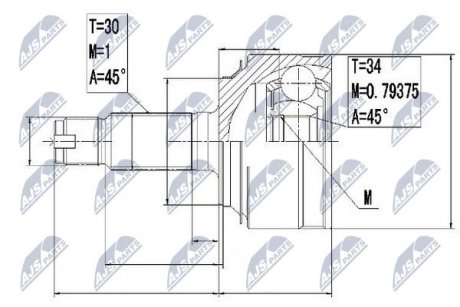 ШРКШ зовн. 30x34x88 Honda Accord 2,0 08- NTY NPZ-HD-061