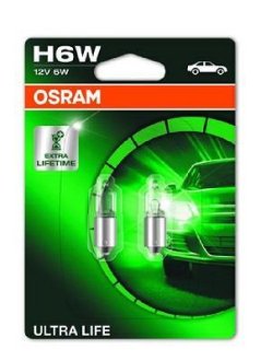 Автолампа 6W 12V BAX9S к-т 2 шт OSRAM 64132 ULT-02B