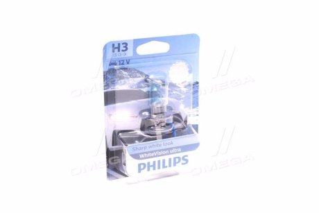 Лампа 12V H3 55W PK22s WHITE VISION ULTRA B1шт PHILIPS 12336WVUB1