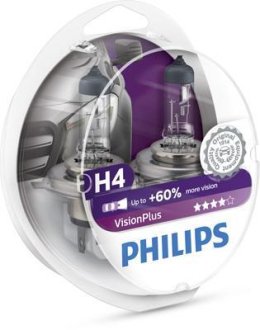 Лампа розжарювання H4VisionPlus12V 60/55W P43t-38 (вир-во) PHILIPS 12342VPS2