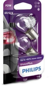 Автолампа P21W 12V 21W BA15s VisionPlus (2 шт. в блістері) PHILIPS 12498VPB2