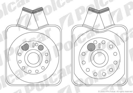 Радиатор масляный Audi 80, 100, VW GolfII, Jetta II, Passat -96, Ibiza -99, A8 94-02, A6 Avant -97, Polo -99 Polcar 1308L8-1