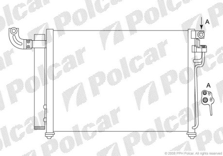 Радіатор кондиціонера Kia Rio 1.5D 03.05- Polcar 4117K8C2