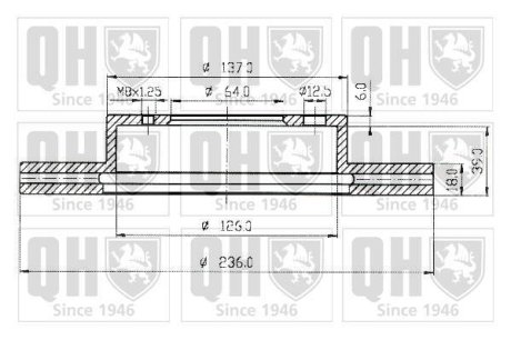 Тормозные диски Mitsubishi Colt 91-05/Lancer 1.3-2.0 90-07 QUINTON HAZELL BDC4805