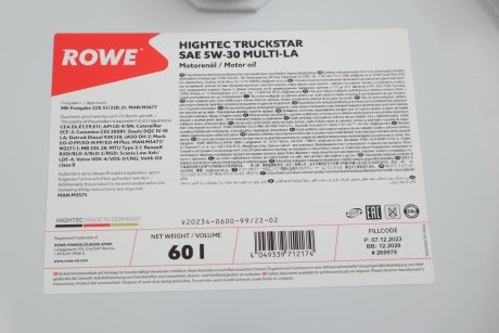 Олива 5W40 HIGHTEC SYNTH RS (4L) (BMW LL-01/MB 229.5/Porsche A40/VW 502 00/505 00/PSA B71 2296) ROWE 20234-0600-99