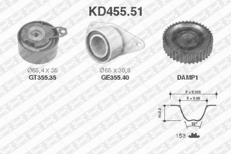 Комплект ременя ГРМ SNR NTN KD455.51