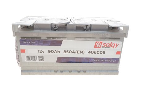 Аккумуляторная батарея 90Ah/850A (353x175x175/+R) Solgy 406008