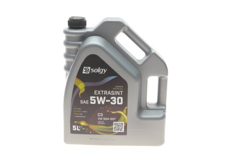 Масло 5W30 EXTRASINT C3 VW 504.00/507.00 (5L) (API SN/CF/BMW LL-04/MB 229.51/PORSCHE C30) Solgy 504022