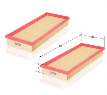 (К-кт 2 шт.) Фiльтр повiтряний DB MB C-Class (W203) 00- MB S-CLAS Tecneco AR3698PMX2 (фото 1)