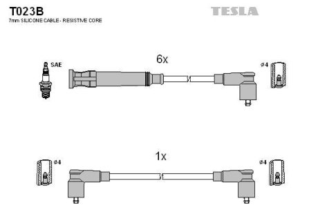 Провід високовольтні, комплект Bmw 3 (E30), 5 (E28) TESLA T023B