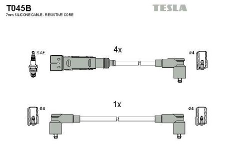 Комплект кабелів запалювання TESLA T045B