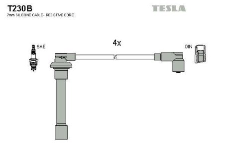 Провід високовольтні, комплект Honda Civic V TESLA T230B