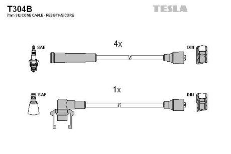 Комплект кабелів запалювання TESLA T304B