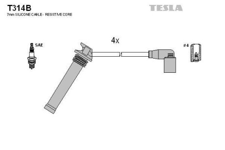 Комплект кабелів запалювання TESLA T314B