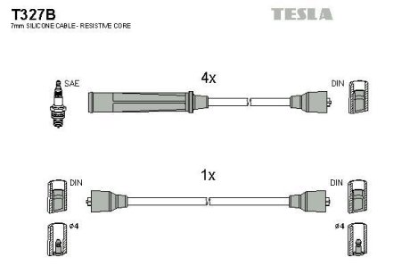 Комплект кабелів запалювання TESLA T327B