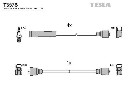 Провід свічковий 2141 (силікон)) TESLA T357S