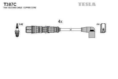 Комплект кабелів запалювання TESLA T387C