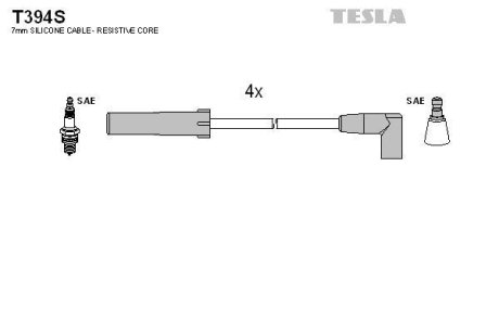 Провід свічковий 21214 інж моновприскування (силікон)) TESLA T394S