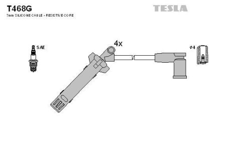 Комплект кабелей зажигания TESLA T468G