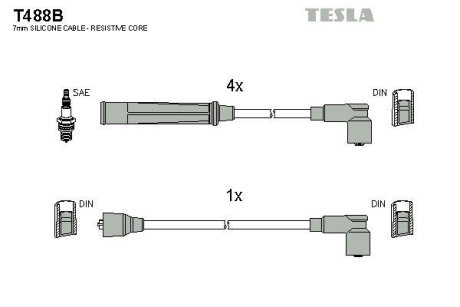 Комплект кабелів запалювання TESLA T488B