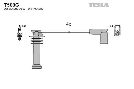 Комплект кабелей зажигания TESLA T500G