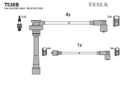 Комплект кабелів запалювання TESLA T538B