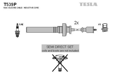 Провода высоковольтные, комплект Mitsubishi Lancer 1.6 (03-08) TESLA T539P