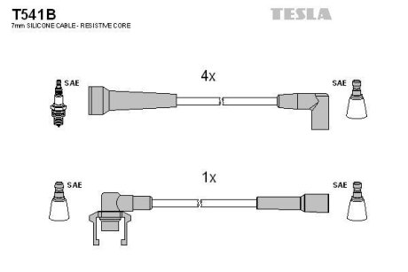 Комплект кабелів запалювання TESLA T541B