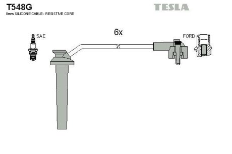 Комплект кабелей зажигания TESLA T548G