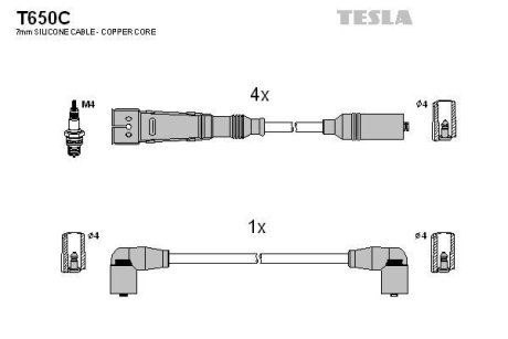 Комплект кабелей зажигания TESLA T650C