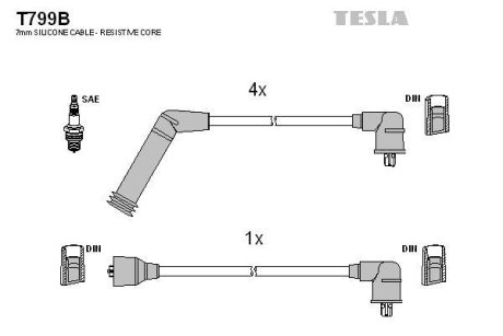 Комплект кабелів запалювання TESLA T799B