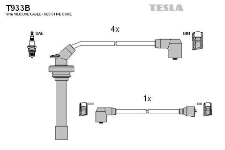 Комплект кабелів запалювання TESLA T933B