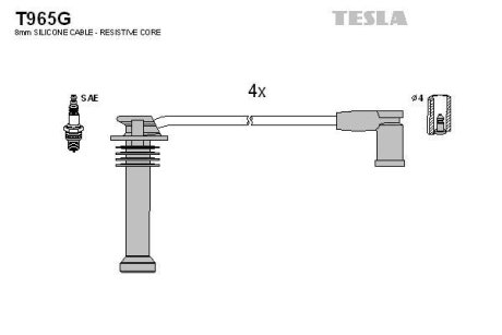 Провода высоковольтные, комплект Ford Fiesta v 2.0 (05-08),Ford Mondeo iii 1.8 (00-07) TESLA T965G