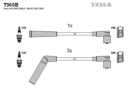 Комплект кабелей зажигания TESLA T966B