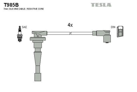 Комплект кабелей зажигания TESLA T985B