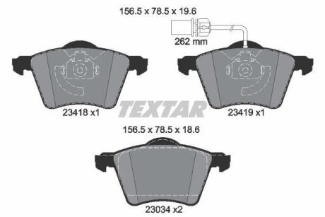 Комплект тормозных колодок, дисковый тормоз TEXTAR 2341801