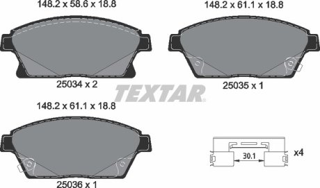 Комплект гальмівних колодок TEXTAR 2503401