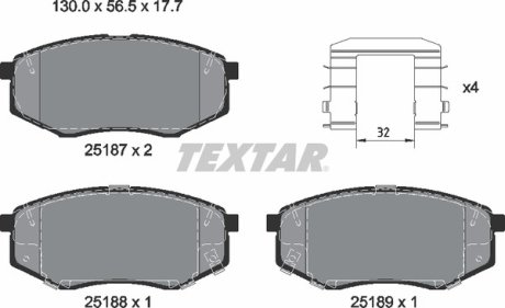 Комплект гальмівних колодок TEXTAR 2518701