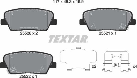 Комплект гальмівних колодок TEXTAR 2552001