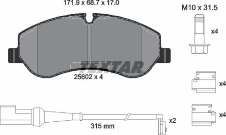 Комплект гальмівних колодок TEXTAR 2560201