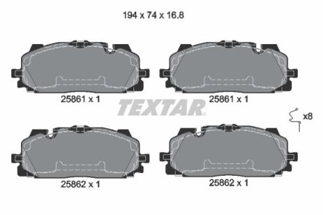 Комплект гальмівних колодок TEXTAR 2586101